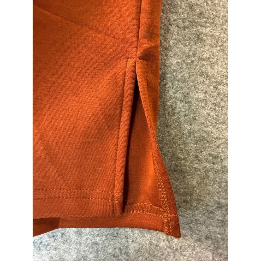 Sampeel Shift Dress Womens Medium Rust Orange Long Sleeve Crew Neck Side Slit